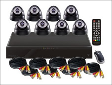 Комплект для видеонаблюдения: DVR и 8 купольных камер 